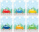 Boys Cars Nursery Hanging Wall Art, Colorful Cars Graphics, Vehicles-Set of 6-Andaz Press-