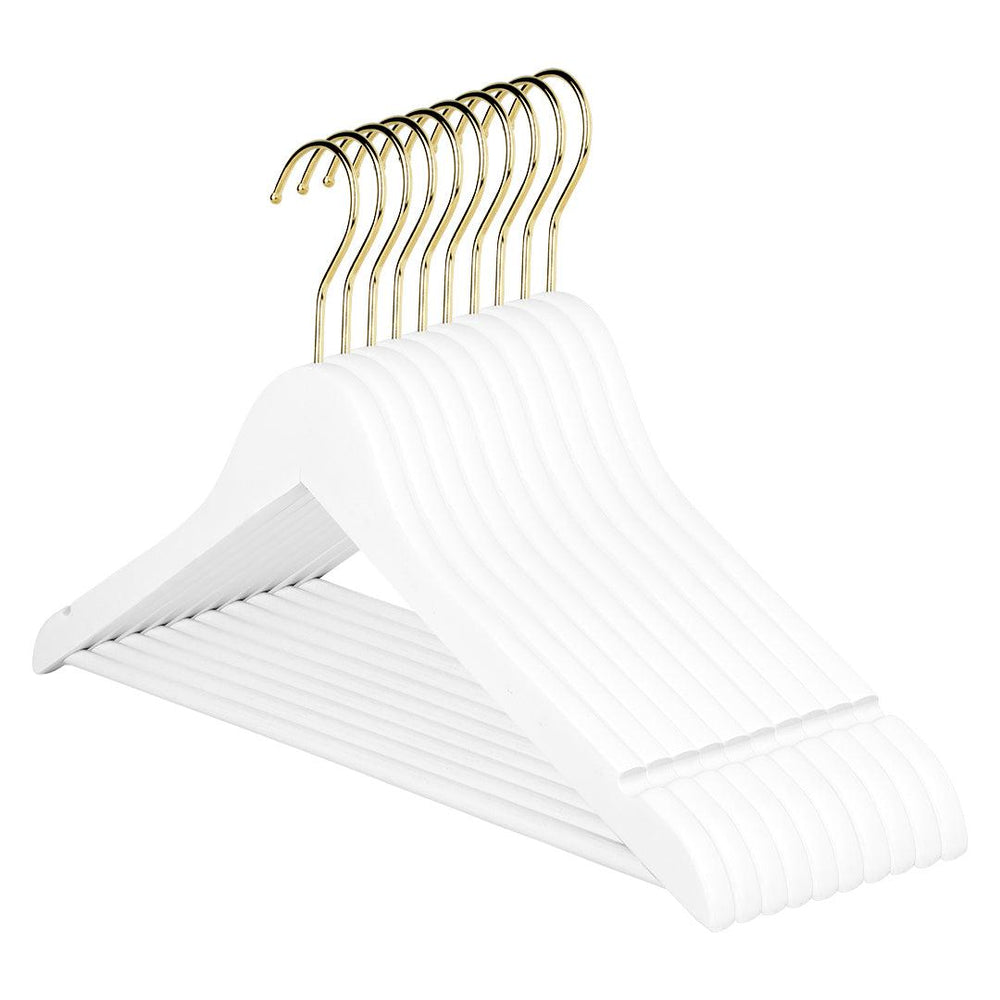 Bridal Hangers, Premium White Wooden Hangers-Set of 10-Andaz Press-