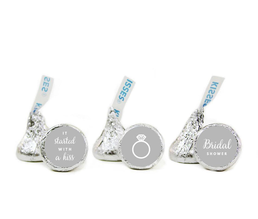 Bridal Shower Hershey's Kisses Stickers-Set of 216-Andaz Press-Gray-