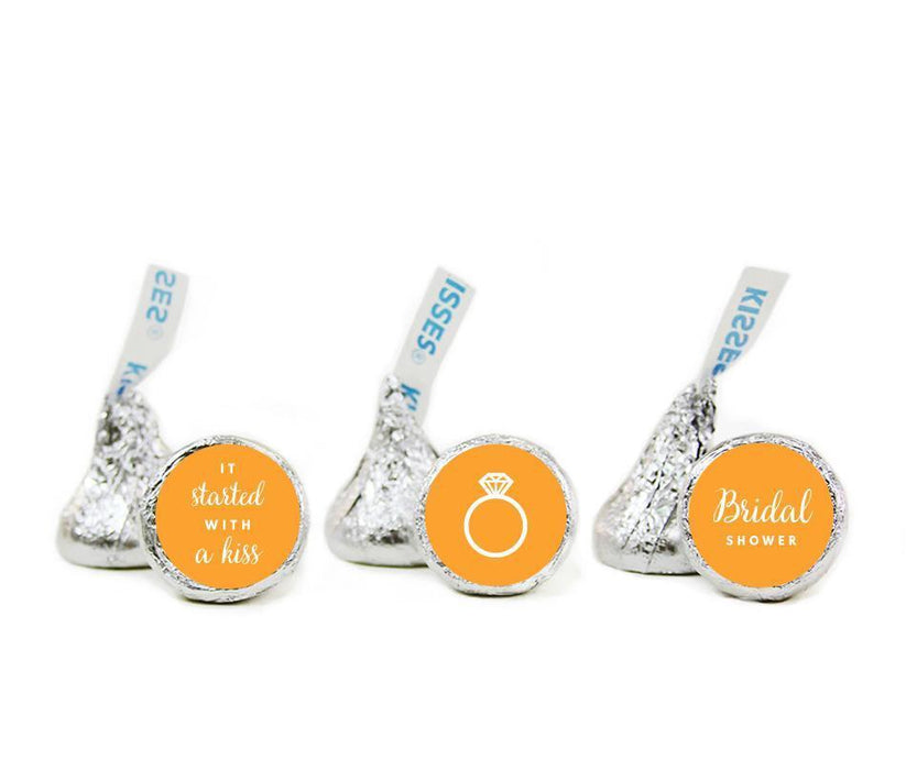Bridal Shower Hershey's Kisses Stickers-Set of 216-Andaz Press-Orange-