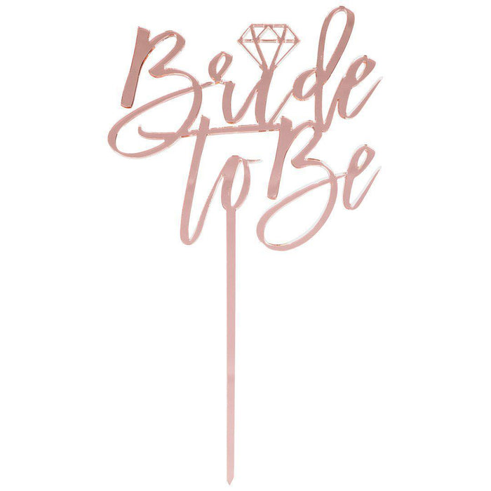 Bride to Be Laser Cut Mirror Acrylic Cake Topper-Set of 1-Andaz Press-Gold-
