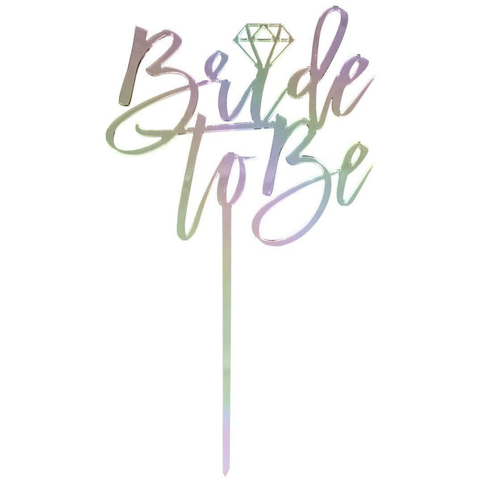 Bride to Be Laser Cut Mirror Acrylic Cake Topper-Set of 1-Andaz Press-Iridescent-
