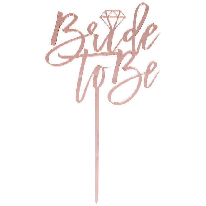 Bride to Be Laser Cut Mirror Acrylic Cake Topper-Set of 1-Andaz Press-Rose Gold-