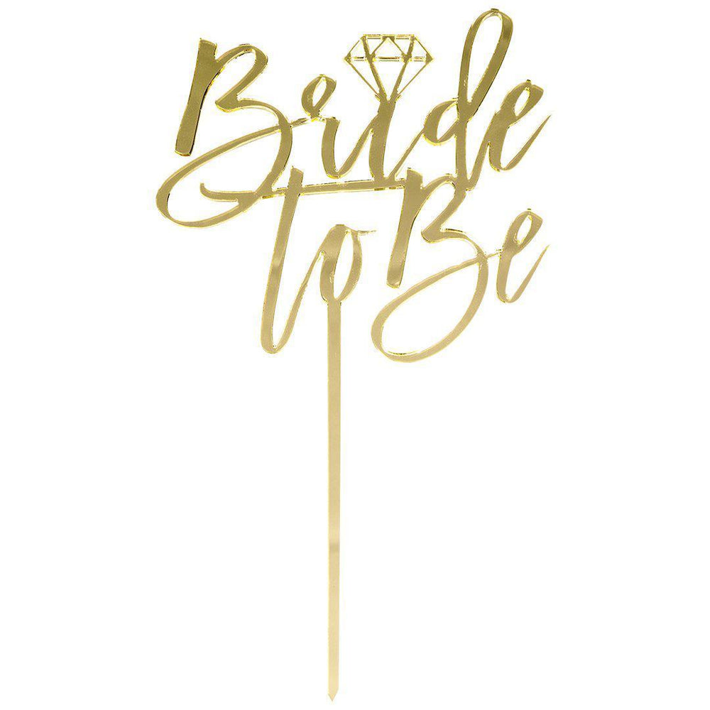 Bride to Be Laser Cut Mirror Acrylic Cake Topper-Set of 1-Andaz Press-Gold-