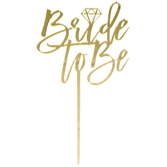 Bride to Be Laser Cut Mirror Acrylic Cake Topper-Set of 1-Andaz Press-Gold-