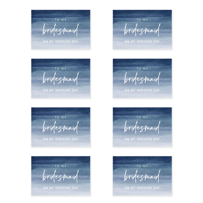 Bridesmaid Wedding Day Gift Cards with Envelopes, To My Bridesmaid on My Wedding Day Cards-Set of 8-Andaz Press-Blue Roses-
