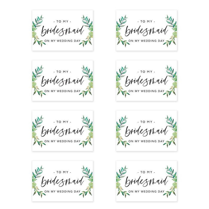 Bridesmaid Wedding Day Gift Cards with Envelopes, To My Bridesmaid on My Wedding Day Cards-Set of 8-Andaz Press-Blue Roses-