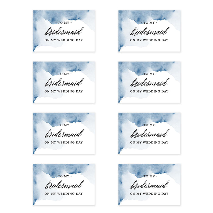 Bridesmaid Wedding Day Gift Cards with Envelopes, To My Bridesmaid on My Wedding Day Cards-Set of 8-Andaz Press-Blue Roses-