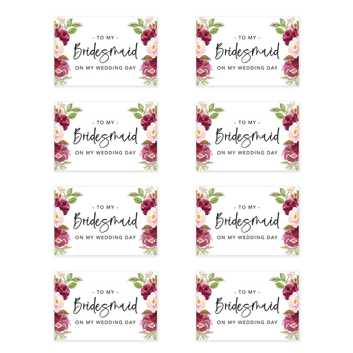 Bridesmaid Wedding Day Gift Cards with Envelopes, To My Bridesmaid on My Wedding Day Cards-Set of 8-Andaz Press-Blue Roses-