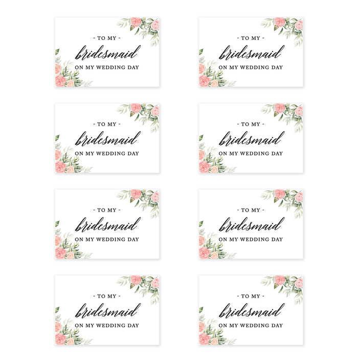 Bridesmaid Wedding Day Gift Cards with Envelopes, To My Bridesmaid on My Wedding Day Cards-Set of 8-Andaz Press-Blue Roses-