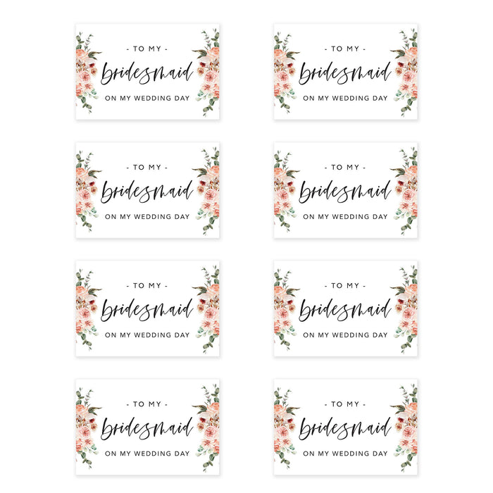 Bridesmaid Wedding Day Gift Cards with Envelopes, To My Bridesmaid on My Wedding Day Cards-Set of 8-Andaz Press-Blue Roses-