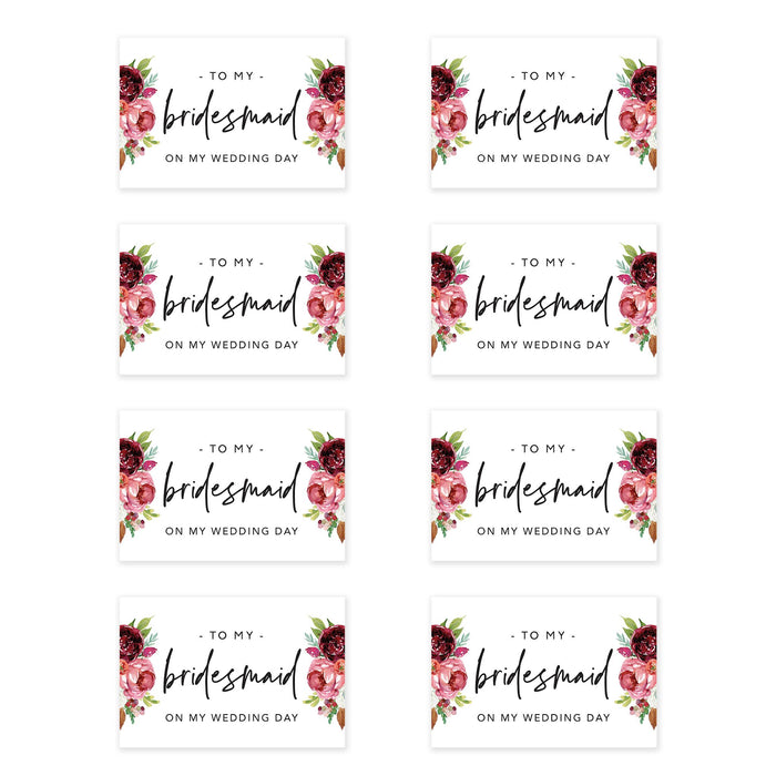 Bridesmaid Wedding Day Gift Cards with Envelopes, To My Bridesmaid on My Wedding Day Cards-Set of 8-Andaz Press-Blue Roses-