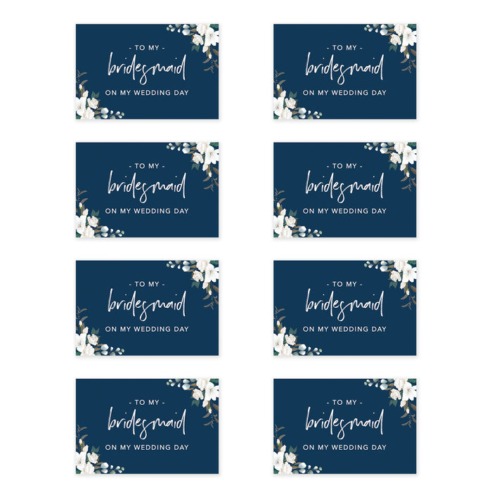 Bridesmaid Wedding Day Gift Cards with Envelopes, To My Bridesmaid on My Wedding Day Cards-Set of 8-Andaz Press-Blue Roses-
