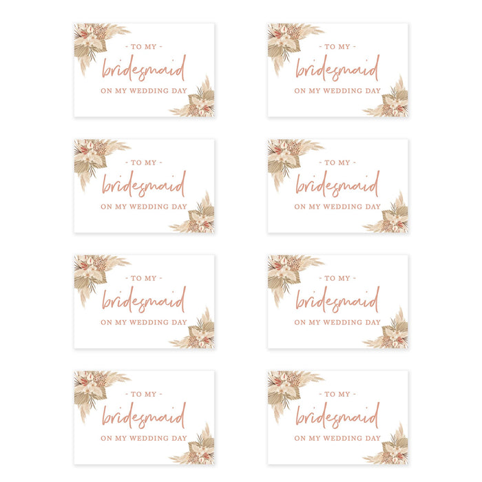 Bridesmaid Wedding Day Gift Cards with Envelopes, To My Bridesmaid on My Wedding Day Cards-Set of 8-Andaz Press-Boho Dried Florals-