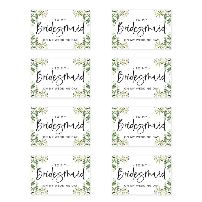 Bridesmaid Wedding Day Gift Cards with Envelopes, To My Bridesmaid on My Wedding Day Cards-Set of 8-Andaz Press-Greenery Foliage-