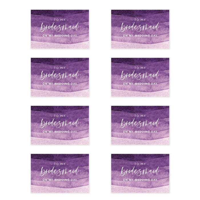 Bridesmaid Wedding Day Gift Cards with Envelopes, To My Bridesmaid on My Wedding Day Cards-Set of 8-Andaz Press-Purple Ombre Watercolor-