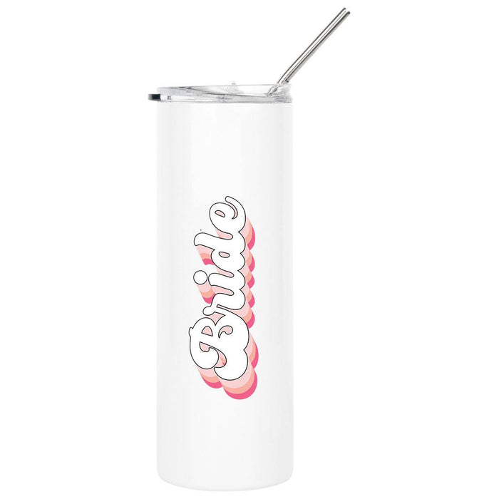 Bridesmaids Skinny Tumbler Stainless Steel Insulated Tumbler For Bachelorette Party-Set of 1-Andaz Press-Retro Bride-