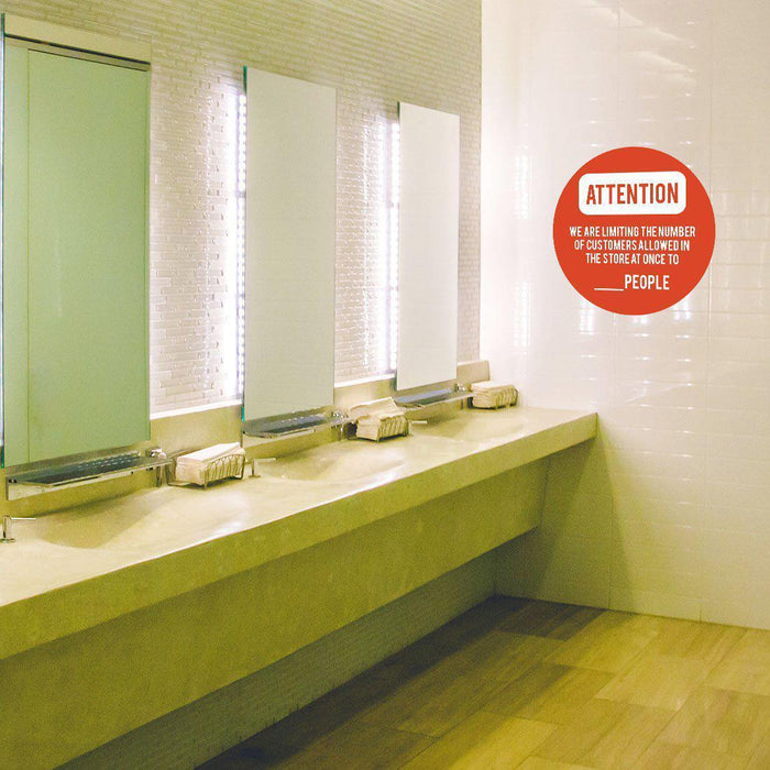 Building Bathroom Office Round Custom Maximum Occupancy Business Signs, Vinyl Sticker Decals-Set of 50-Andaz Press-Occupancy Limiting Customers-