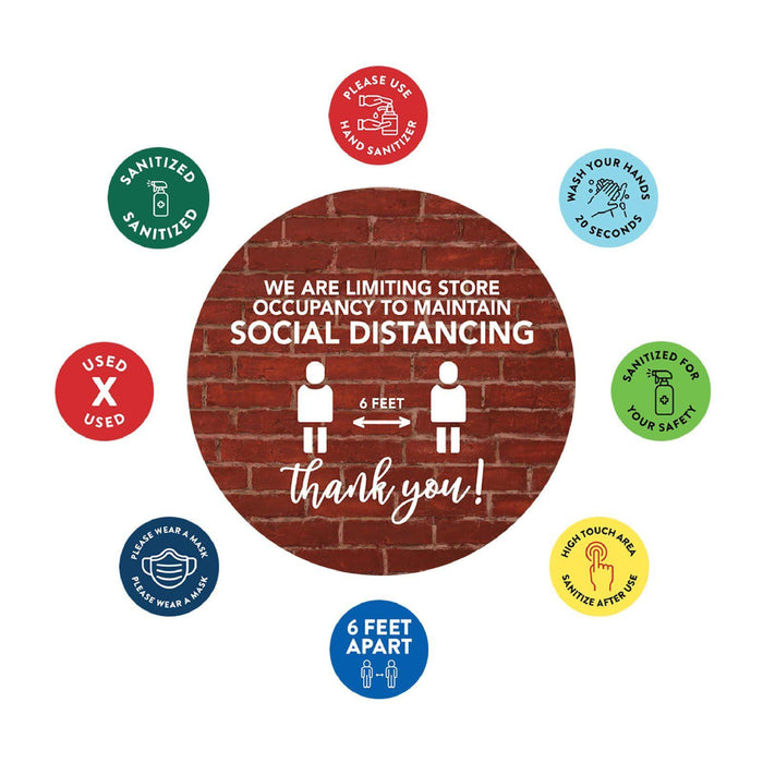 Building Bathroom Office Round Maximum Occupancy Business Signs, Vinyl Sticker Decals-Set of 50-Andaz Press-Occupancy 1 Persons-