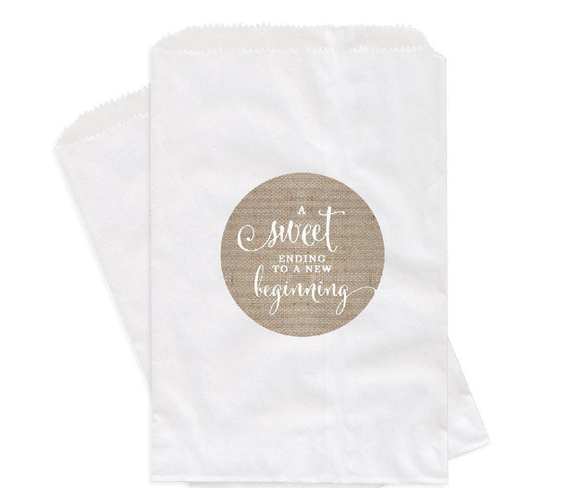 Burlap A Sweet Ending to a New Beginning Dessert Favor Bags-Set of 24-Andaz Press-