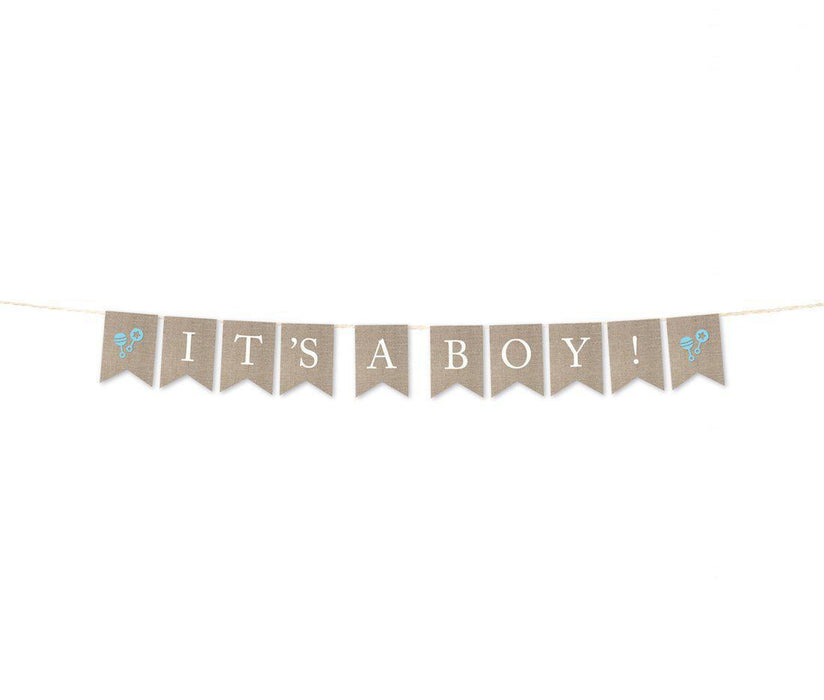 Burlap Baby Shower Pennant Party Banner-Set of 1-Andaz Press-It's A Girl!-