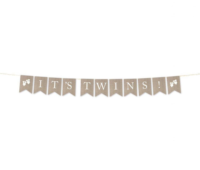Burlap Baby Shower Pennant Party Banner-Set of 1-Andaz Press-It's A Girl!-