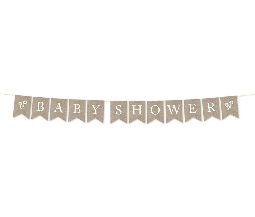 Burlap Baby Shower Pennant Party Banner-Set of 1-Andaz Press-Baby Shower-