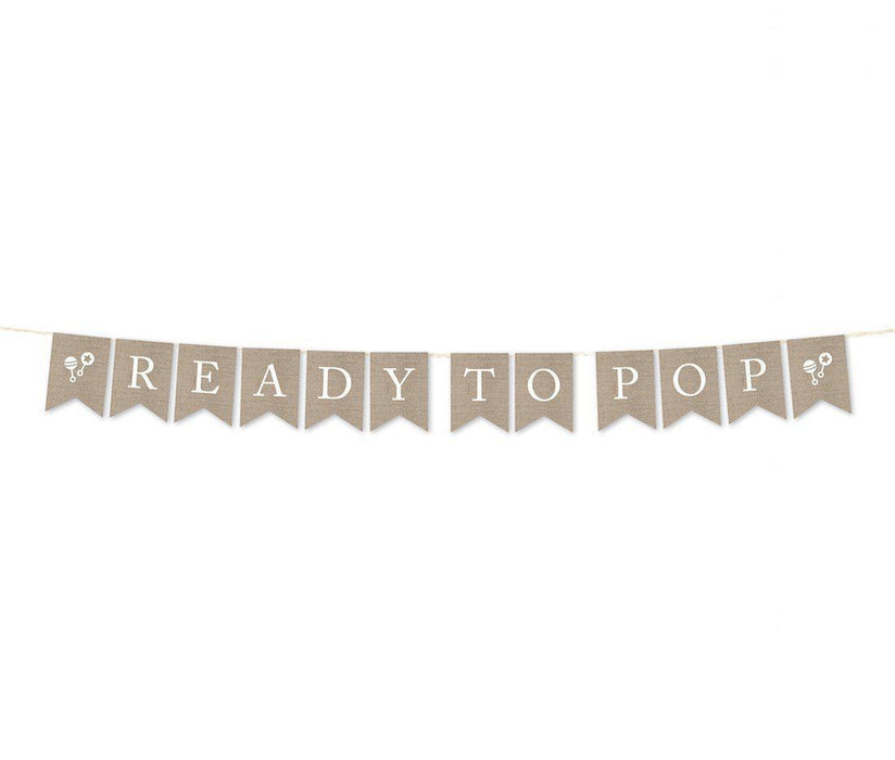 Burlap Baby Shower Pennant Party Banner-Set of 1-Andaz Press-Ready To Pop-