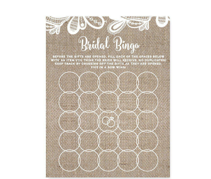 Burlap Lace Wedding Bridal Shower Game Cards-Set of 20-Koyal Wholesale-Bridal Shower Bingo-