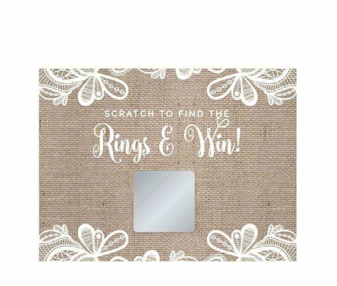 Burlap Lace Wedding Bridal Shower Game Scratch Cards-Set of 30-Koyal Wholesale-