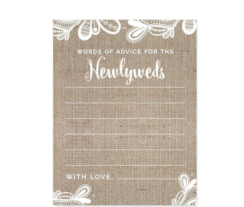 Burlap Lace Wedding Cards Guest Book Alternative-Set of 20-Andaz Press-Fill-In-The-Blank - Newlyweds-