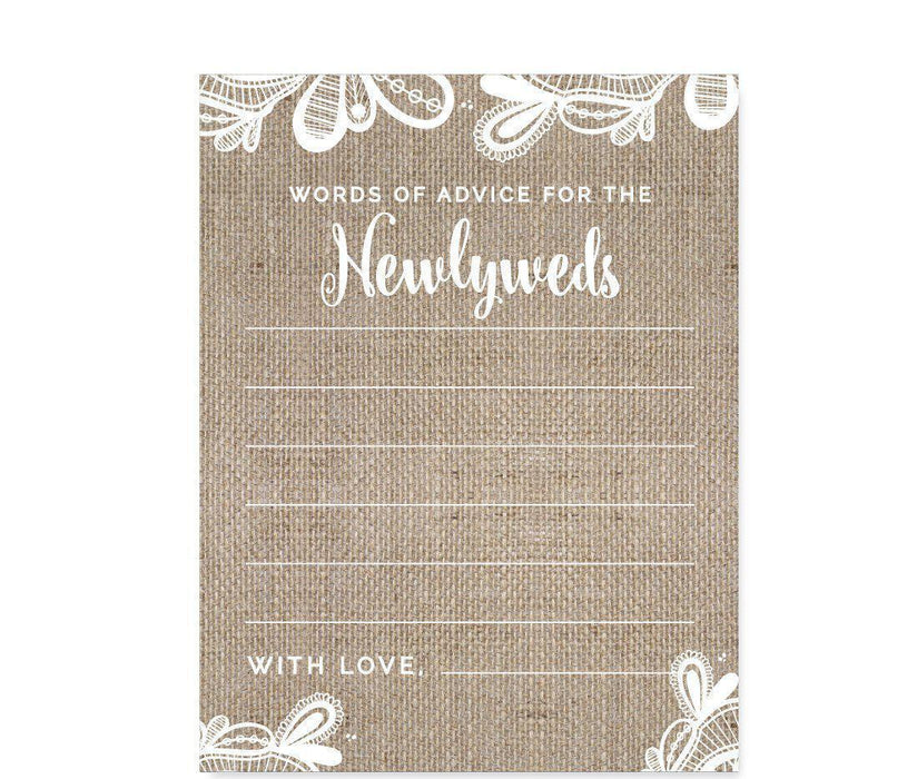 Burlap Lace Wedding Cards Guest Book Alternative-Set of 20-Andaz Press-Words of Wisdom-