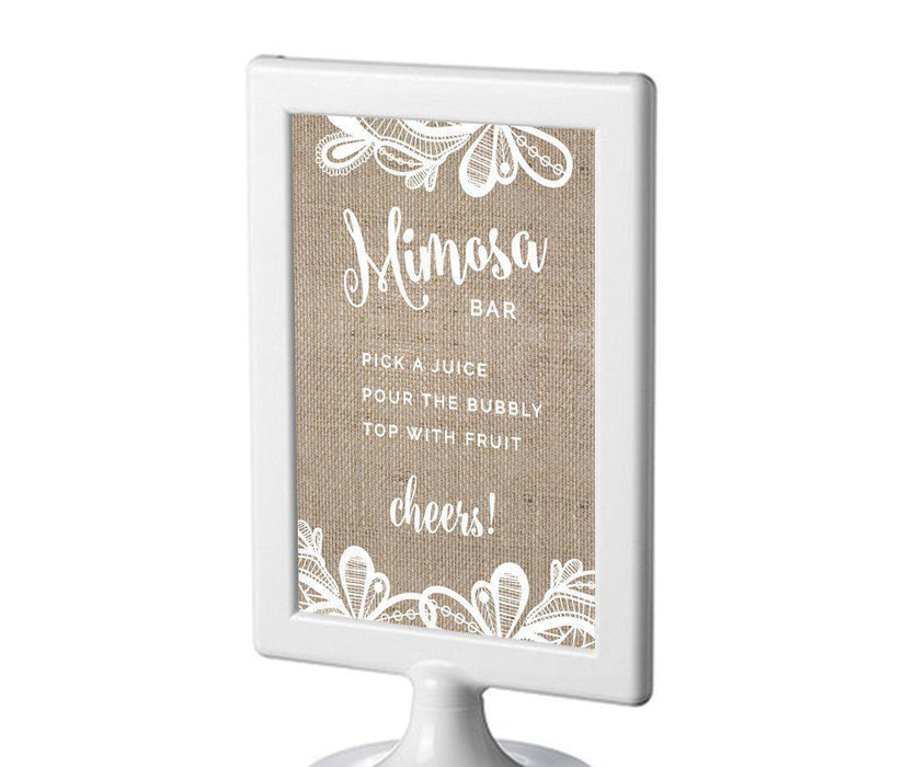 Burlap Lace Wedding Framed Party Signs-Set of 1-Koyal Wholesale-Mr. & Mrs.-