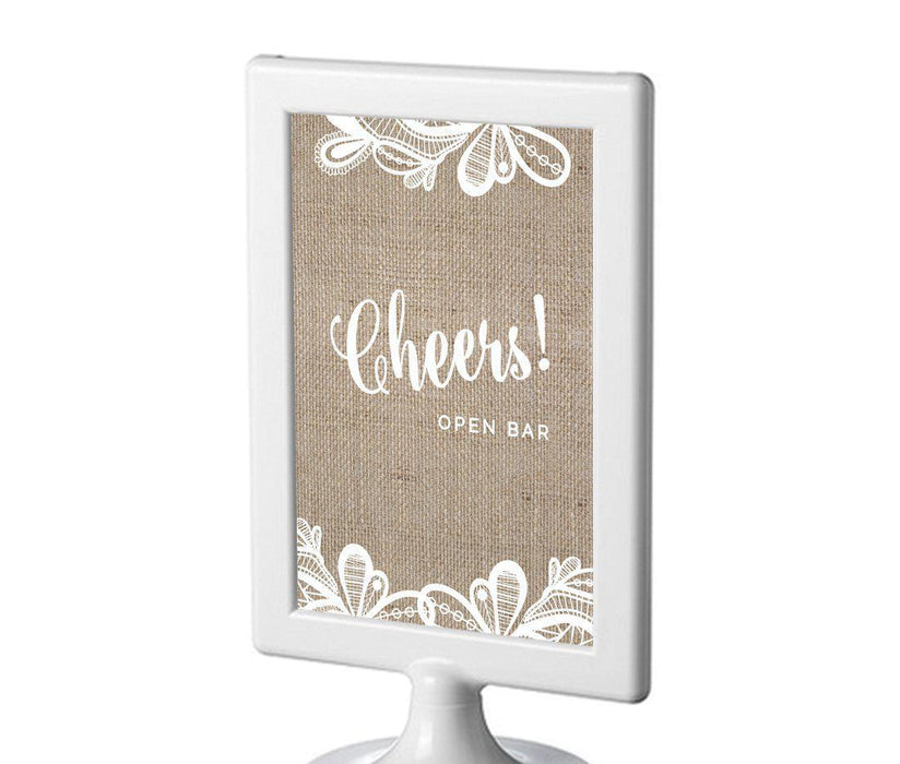 Burlap Lace Wedding Framed Party Signs-Set of 1-Koyal Wholesale-Mr. & Mrs.-