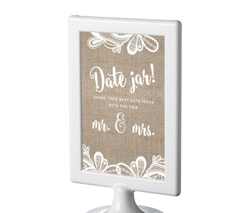 Burlap Lace Wedding Framed Party Signs-Set of 1-Koyal Wholesale-Mr. & Mrs.-