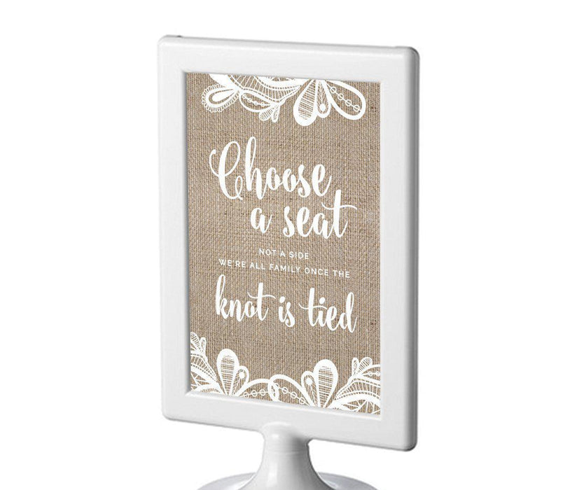 Burlap Lace Wedding Framed Party Signs-Set of 1-Koyal Wholesale-Mr. & Mrs.-