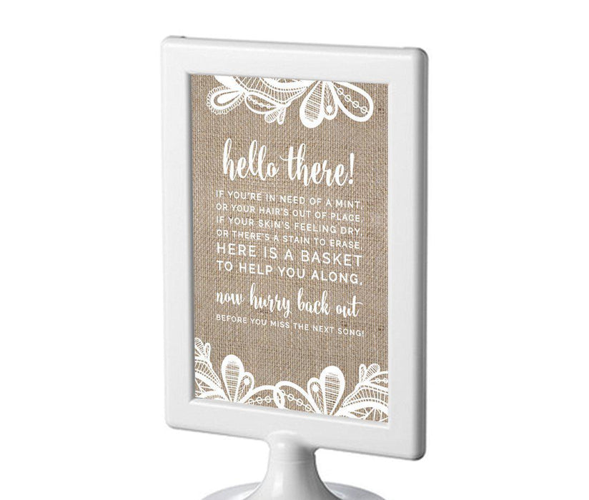 Burlap Lace Wedding Framed Party Signs-Set of 1-Koyal Wholesale-Mr. & Mrs.-