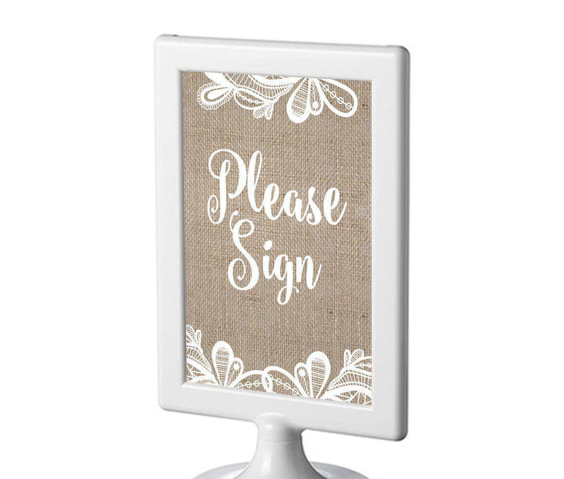 Burlap Lace Wedding Framed Party Signs-Set of 1-Koyal Wholesale-Mr. & Mrs.-