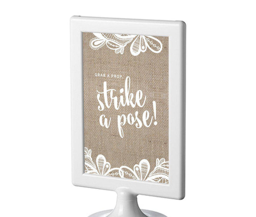Burlap Lace Wedding Framed Party Signs-Set of 1-Koyal Wholesale-Grab A Prop & Strike A Pose-