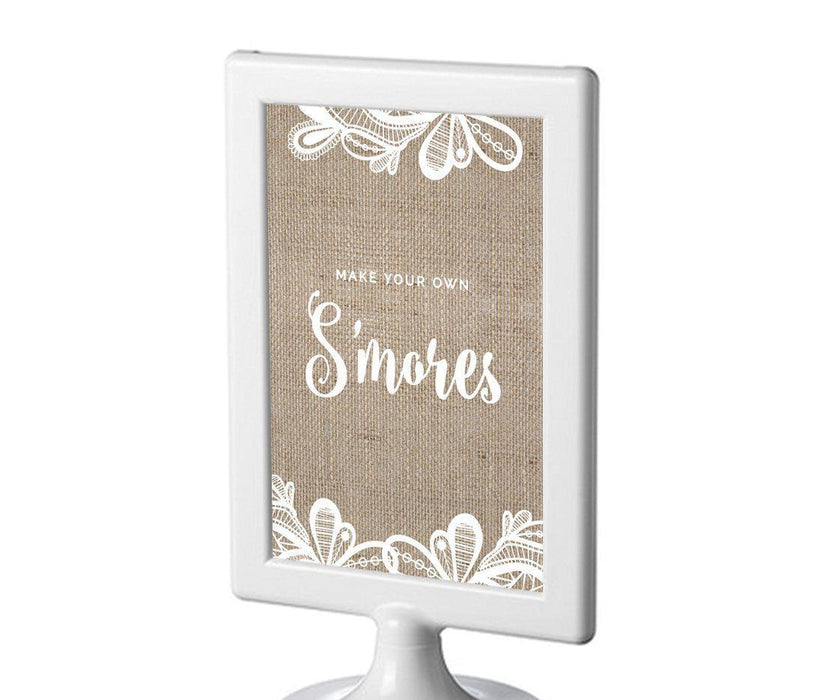 Burlap Lace Wedding Framed Party Signs-Set of 1-Koyal Wholesale-Make Your Own S'mores-