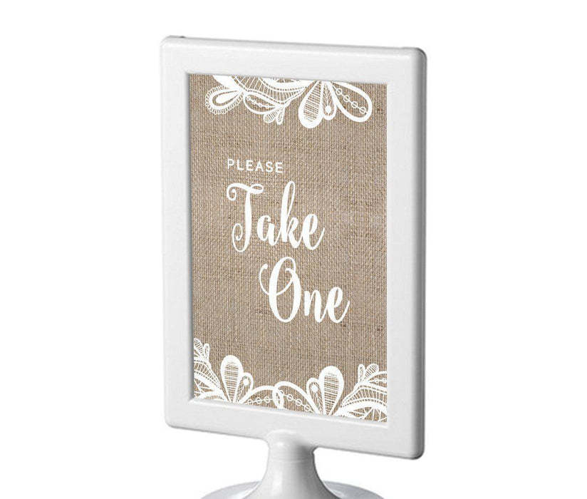 Burlap Lace Wedding Framed Party Signs-Set of 1-Koyal Wholesale-Please Take One-