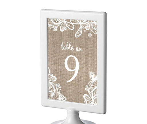 Burlap Lace Wedding Framed Table Numbers-Set of 8-Koyal Wholesale-1-8-