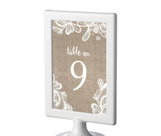 Burlap Lace Wedding Framed Table Numbers-Set of 8-Koyal Wholesale-9-16-