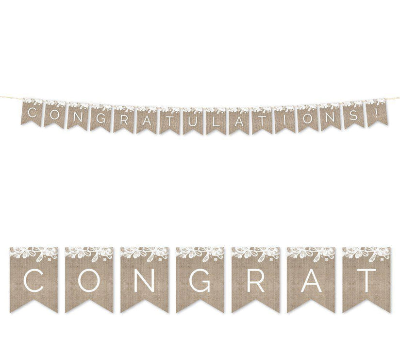 Burlap Lace Wedding Hanging Pennant Party Banner with String-Set of 1-Koyal Wholesale-Bride To Be-