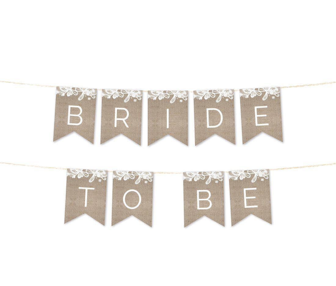 Burlap Lace Wedding Hanging Pennant Party Banner with String-Set of 1-Koyal Wholesale-Bride To Be-