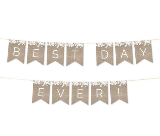 Burlap Lace Wedding Hanging Pennant Party Banner with String-Set of 1-Koyal Wholesale-Just Married-