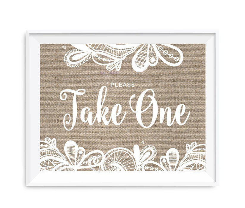 Burlap Lace Wedding Party Signs-Set of 1-Koyal Wholesale-Mr. & Mrs.-