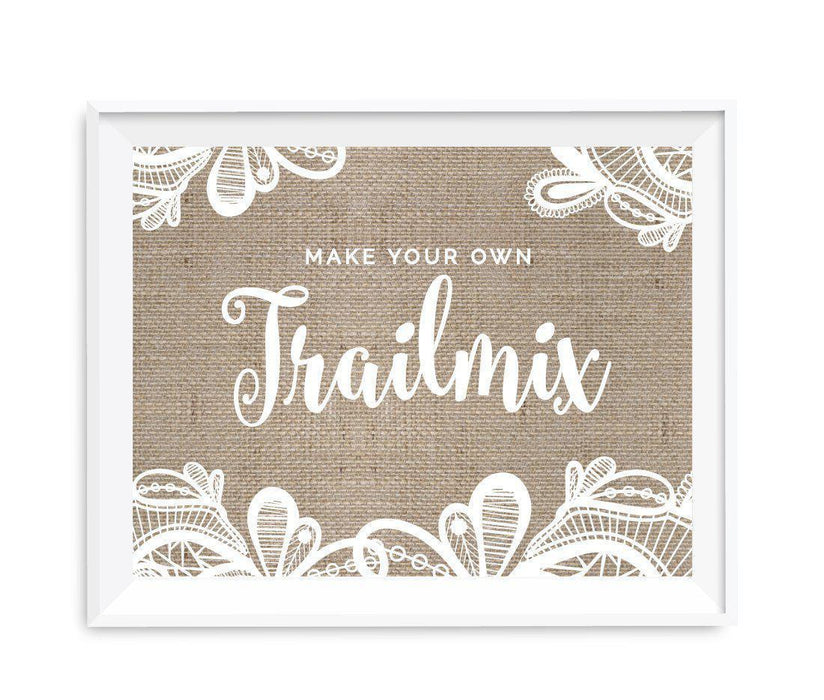 Burlap Lace Wedding Party Signs-Set of 1-Koyal Wholesale-Mr. & Mrs.-