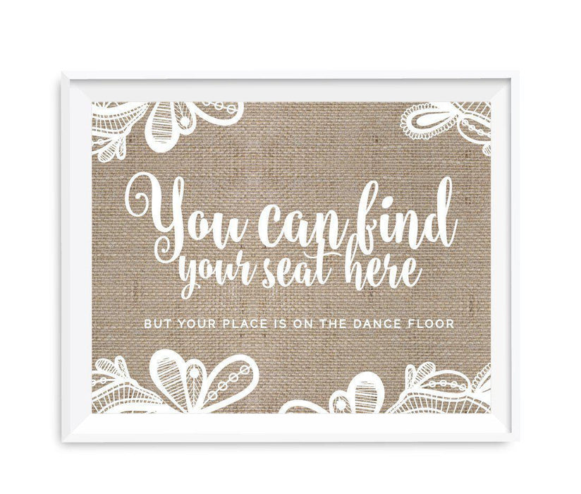 Burlap Lace Wedding Party Signs-Set of 1-Koyal Wholesale-Mr. & Mrs.-