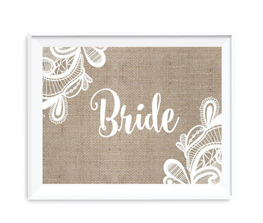 Burlap Lace Wedding Party Signs-Set of 1-Koyal Wholesale-Mr. & Mrs.-